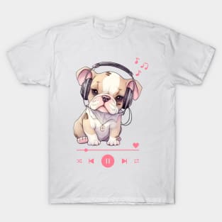 Bulldog likes Music T-Shirt